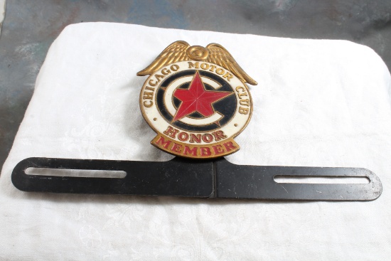 Vintage Chicago Motor Club Honor Member License Plate Topper