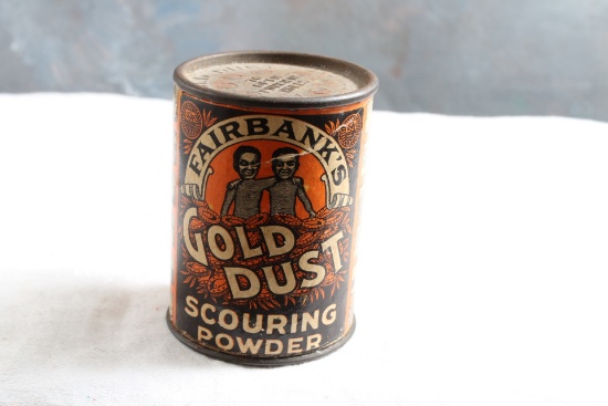 Early Fairbank's Gold Dust Scouring Powder Sample Tin UNUSED 2 3/4" Tall