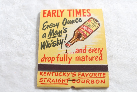 Vintage EARLY TIMES WHISKY Advertising FEATURE Matchbook Complete