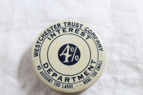 Vintage Celluloid Advertising Bank Westchester Trust Company 4% Interest