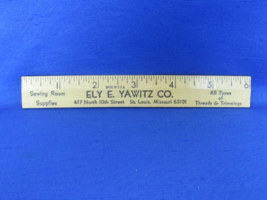 Ely E. Yawitz Co. Wood 6” Ruler – St. Louis Missouri