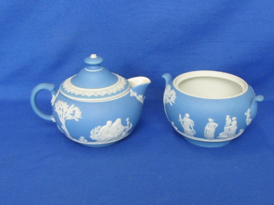 Wedgwood China Queensware Cream Lavender/Blue Creamer & Sugar