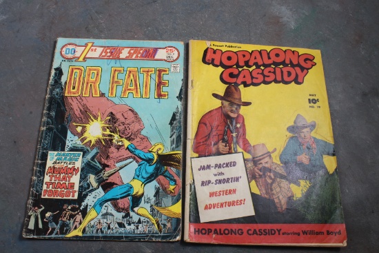 Lot of 2 Vintage Comic Books 10 Cent Hopalong Cassidy (cover wear) & 25 Cent lst Issue Dr. Fate