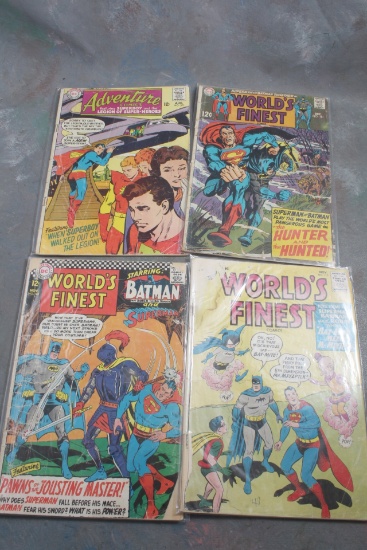 Lot of 4 Vintage Comic Books 12 Cent DC Superman & Batman, 12 Cent DC Batman & Superman,