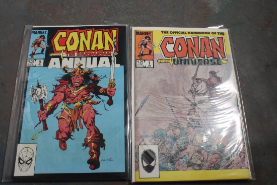 Lot of 2 Vintage Marvel Comic Books 1.25 Conan Universe & 1.00 Conan the Barbarian Annual