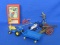 Mixed Lot of Small Toys: Matchbox Tractor & Trailer, Cast Iron Cannon, Soldiers