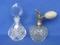 2 Glass Perfume Bottles, 1 w Stopper, 1 w Atomizer – About 5 1/2” tall