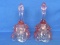 Pair of Fenton Glass Bells – Lily of the Valley in Rose Pink – Both have Stickers – 6 1/4” tall