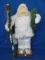 Decorative All White Santa Claus on Wood Base – 19” tall