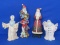 Lot of Santa Figurines: Ceramic, Resin & 1 Wood & Ceramic – Tallest is9”