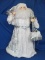 Large Lightweight Santa Figurine w Plastic Insert – White & Silver  - 30” tall