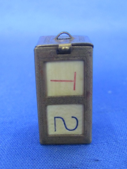 2 Interesting Vintage Bone Dice in a Metal Cage Pendant – Dice have Letters & Numbers