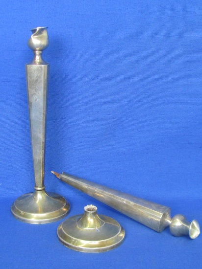 2 Broken Sterling Silver Candlesticks – Weighted w Cement