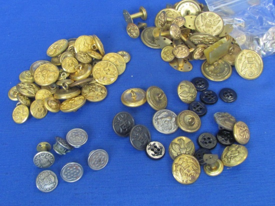 Large Lot of Military Buttons: Many WWII – Navy, Air Force