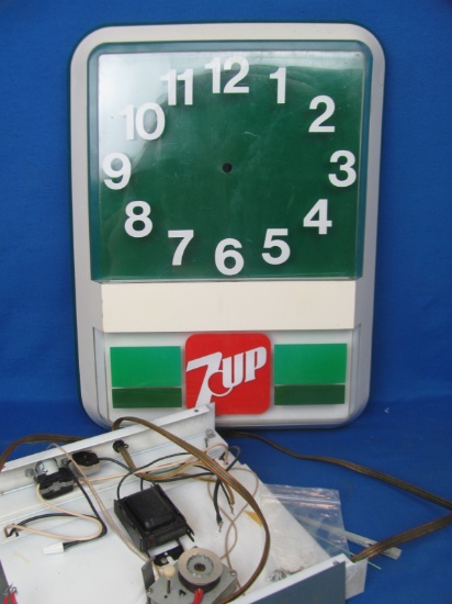 Parts for a 7-UP Wall Clock – Has the hands, motor, etc. 18 1/2” x 14”