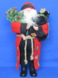 Decorative Santa Claus on Wood Base – Red & Black – 16” tall