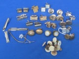 Mixed Lot of Cufflinks & Tie Clasps – Some Vintage Celluloid Covered