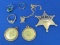 Small Lot Jewelry & Misc “Sheriff Doug” Badge, Costume Rings & Pendants