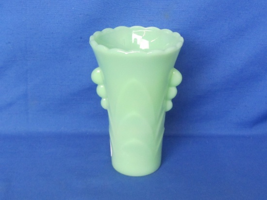 Fire King Art Deco Scalloped Green Jadeite Vase