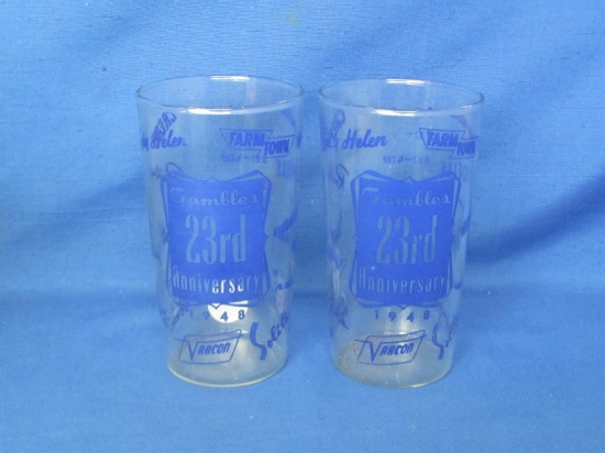 Pair of Gamble's 23rd Anniversary Glass Tumblers