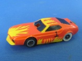 Vintage Tycopro HO Slot Car – Funny Mustang No. 8831C – Orange/Yellow – White boots