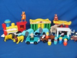 Vintage Fisher Price Toys – 991 Circus Train(3 Piece), Zoo Tram(3 Piece), People(8) & Animals(7)