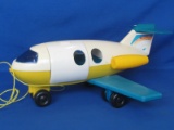 Vintage 1980 Fisher Price Airplane – White/Yellow/Blue – Has original pull string