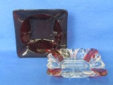 Ruby Red Ashtray by Anchor Hocking & Red Flash Glass Ashtray – 3 1/4” long