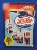 Tin Sign “Fountain Pepsi-Cola Served Here”  About 17” x 12” - 2001