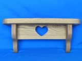 Small Oak Shelf with Cutout Heart – 15” long – 6 3/4” tall