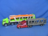2 Car Carriers: Plastic by Matchbox 2014 – 17” long – Metal & Plastic one