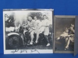2 Vintage Photographs – 3 Women on a Motorcycle & Cabinet of 2 Children