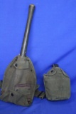 Military Folding Shovel & Canteen in Canvas Cases – Canteen dated 1945