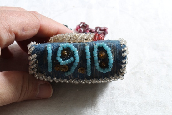 1910 Iroquois Native American Indian Beaded Sewing Pin Cushion Kit