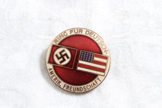 Nazi American Friendship Badge RING FUR DEUTSCH-AMERIK Enamel Pin