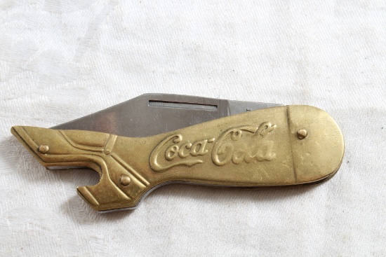 Coca Cola Coke Advertising Goldtone Shoe Figural Pocket Knife Noveltycut