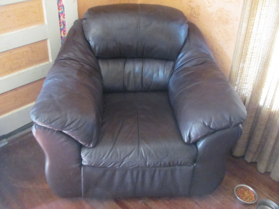 Brown Leather Chair 42” W x 38” D (Matches Couch)