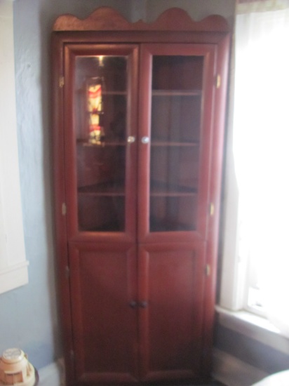 Corner Curio Cabinet (Homemade by Owner's Dad) 34” W x 18” D x 82” T