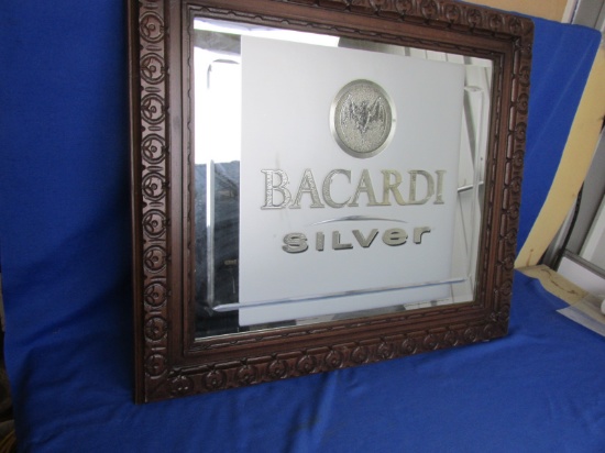 Bacardi Silver branded Bar Mirror – Made by Anheuser Busch for a Bar