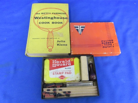 The Betty Furness Westinghouse Cookbook & Vintage Rubber Stamp Outfit (Fulton)
