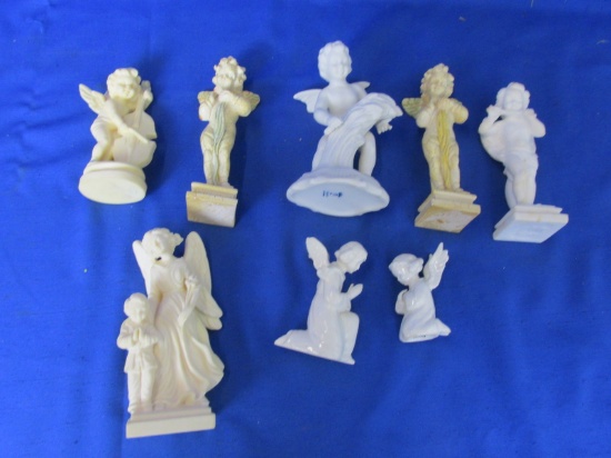 8 Assorted Angel Figurines- 3 Composite, 1 Salt & 3 Porcelain, marked Germany