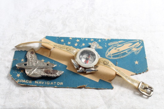 1960's Space Navigator Space Cadet Compass & Space Badge on Orig. Pkg.