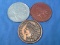 Three large key date facsimile coasters(?) - 2 1877 Indian Head Pennies, 1913 Buffalo Nickel