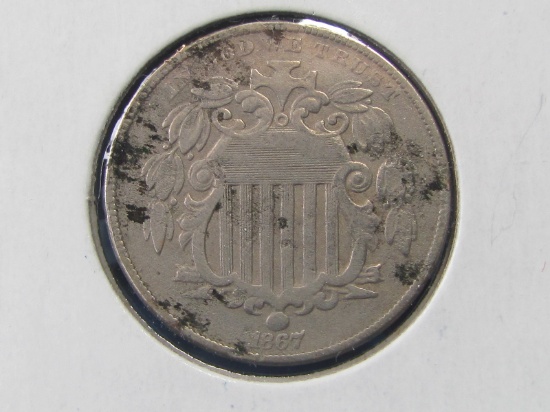 1867 Shield Nickel with Rays