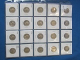 Sheet of twenty silver quarters - all 1930's dates