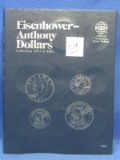 Eisenhower-Anthony Dollar coin book (7 coins)