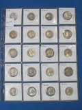 Sheet of twenty silver quarters - variety of dates – 1 Barber, 19 Washington