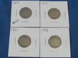 1897, 1900, 1901 & 1908 Liberty Nickel lot