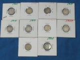Lot of 10 rare Canadian Dimes (1901, 06, 13, 17, 18, 19, 20, 29, 31,36)