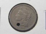 1865 three cent nickel (holed)